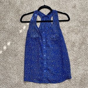 mino Blue and Tan Leopard Racerback Top